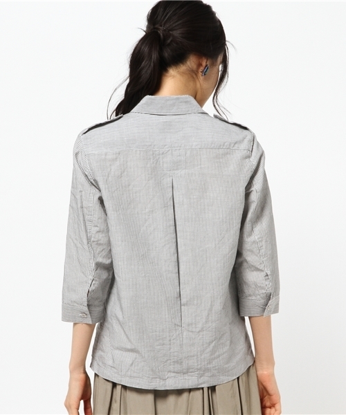 5351 POUR LES FEMMES（ゴーサンゴーイチプールファム）の「ｸﾗｼｯｸﾊﾞｲｵｽﾗﾌﾞＳＨ（シャツ/ブラウス・レディース・ホワイト/グレー・2/1）」の5枚目の写真