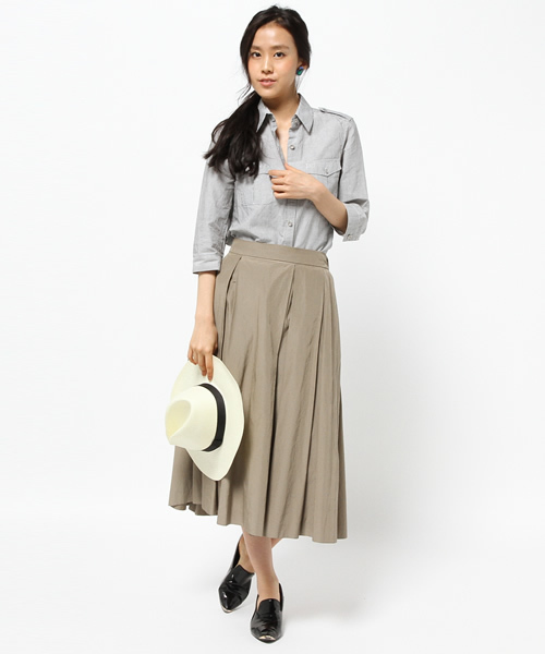 5351 POUR LES FEMMES（ゴーサンゴーイチプールファム）の「ｸﾗｼｯｸﾊﾞｲｵｽﾗﾌﾞＳＨ（シャツ/ブラウス・レディース・ホワイト/グレー・2/1）」の6枚目の写真