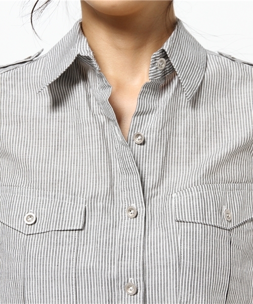 5351 POUR LES FEMMES（ゴーサンゴーイチプールファム）の「ｸﾗｼｯｸﾊﾞｲｵｽﾗﾌﾞＳＨ（シャツ/ブラウス・レディース・ホワイト/グレー・2/1）」の7枚目の写真