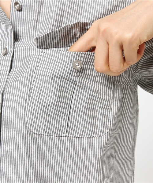 5351 POUR LES FEMMES（ゴーサンゴーイチプールファム）の「ｸﾗｼｯｸﾊﾞｲｵｽﾗﾌﾞＳＨ（シャツ/ブラウス・レディース・ホワイト/グレー・2/1）」の9枚目の写真