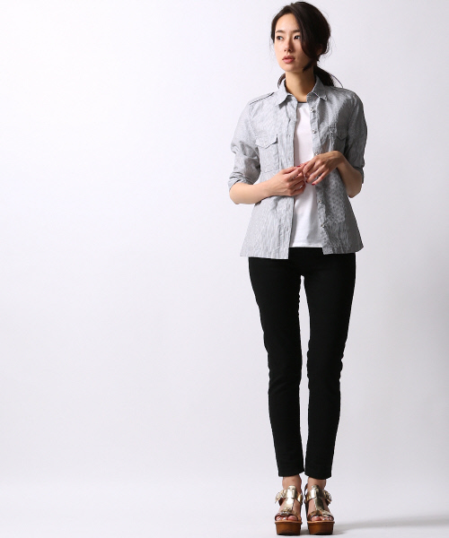 5351 POUR LES FEMMES（ゴーサンゴーイチプールファム）の「ｸﾗｼｯｸﾊﾞｲｵｽﾗﾌﾞＳＨ（シャツ/ブラウス・レディース・ホワイト/グレー・2/1）」の17枚目の写真