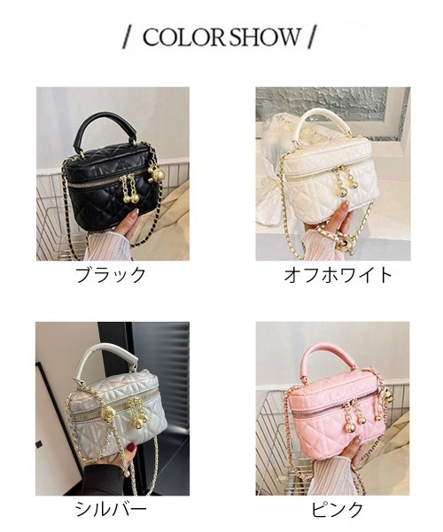 Miniministore(ミニミニストア)の「キルティングショルダーバッグ ミニバッグ(ショルダーバッグ・レディース・オフホワイト/ブラウン/ピンク/ライトブラウン/ブルー/ブラック/シルバー・フリー)」の12枚目の写真