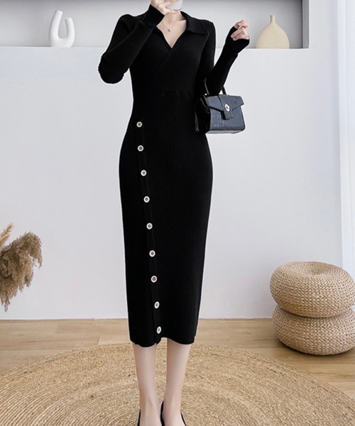 Miniministore（ミニミニストア）の「カシュクールニットワンピース レディース（ワンピース・レディース・アイボリー/ブラック/ベージュ・フリー）」の14枚目の写真