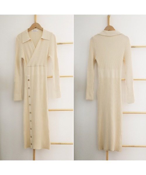 Miniministore（ミニミニストア）の「カシュクールニットワンピース レディース（ワンピース・レディース・アイボリー/ブラック/ベージュ・フリー）」の5枚目の写真