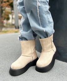 厚底ソールフェイクムートンブーツ