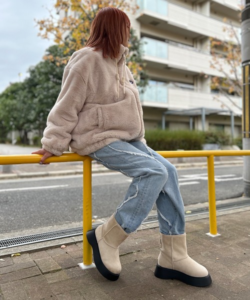 attagirl(アタガール)の「厚底ソールフェイクムートンブーツ(ブーツ・レディース・ダークベージュ/ベージュ/ブラック・L/M/S/LL)」の20枚目の写真