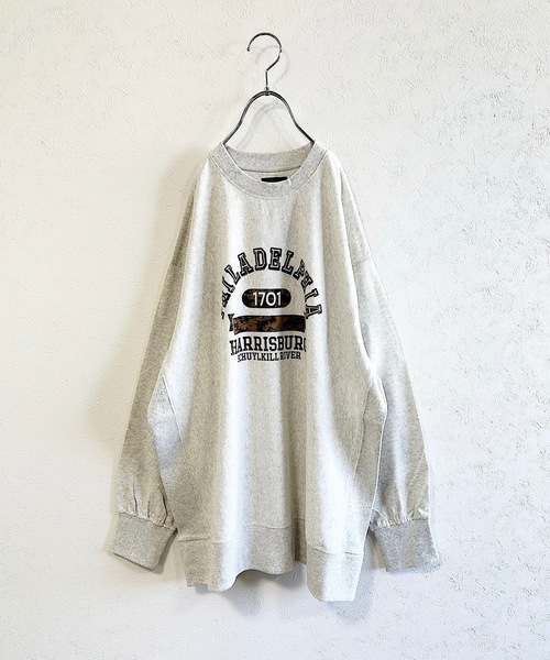 BIG FIELD（ビッグフィールド）の「ナガソデリブツキプリントロンT/おとな（Tシャツ/カットソー・レディース・チャコール/キャメル/オフホワイト/ライトブルー・170cm）」の2枚目の写真