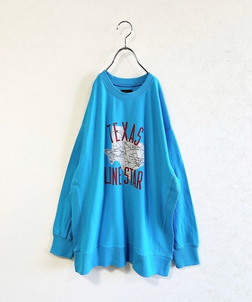 BIG FIELD（ビッグフィールド）の「ナガソデリブツキプリントロンT/おとな（Tシャツ/カットソー・レディース・チャコール/キャメル/オフホワイト/ライトブルー・170cm）」の4枚目の写真