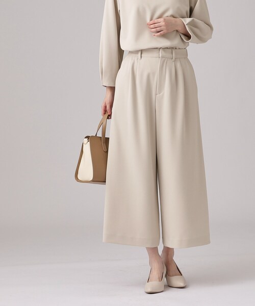 SHOO・LA・RUE（シューラルー）の「【通勤/デイリー/セットアップ可】マルチに使える カットジョーゼット ワイドパンツ（その他パンツ・レディース・ベージュ系その他7/ブラック系3・02/03/04）」の14枚目の写真
