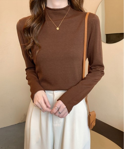 kirakiraShop(キラキラショップ)の「ロール ハイネック ニット(ニット/セーター・レディース・ホワイト/ブラウン/ブルー/ブラック・FREE)」の10枚目の写真