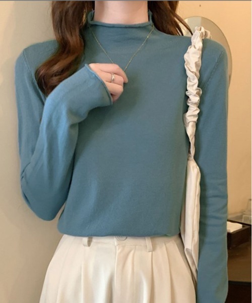 kirakiraShop(キラキラショップ)の「ロール ハイネック ニット(ニット/セーター・レディース・ホワイト/ブラウン/ブルー/ブラック・FREE)」の13枚目の写真