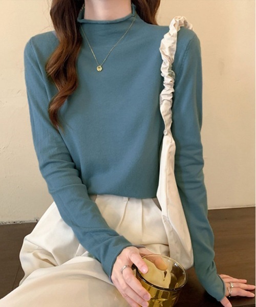 kirakiraShop(キラキラショップ)の「ロール ハイネック ニット(ニット/セーター・レディース・ホワイト/ブラウン/ブルー/ブラック・FREE)」の15枚目の写真
