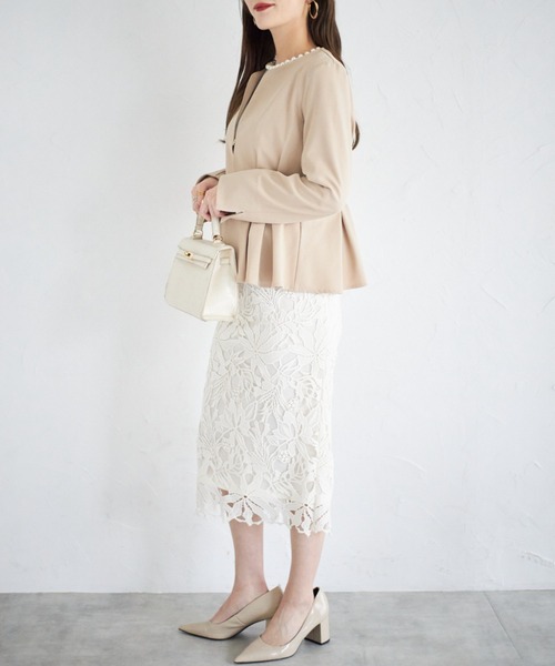 tocco closet（トッコ　クローゼット）の「【ZOZO限定】ウエストタックペプラムジャケット（ノーカラージャケット・レディース・ベージュ/ブラック・M）」の14枚目の写真