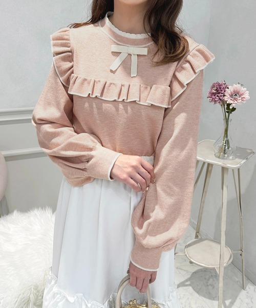 apres jour(アプレジュール)の「フロントリボン配色フリルニット【ZOZOTOWN限定アイテム】(ニット/セーター・レディース・ピンク/ブラック/アイボリー・X-LARGE/フリー)」の20枚目の写真