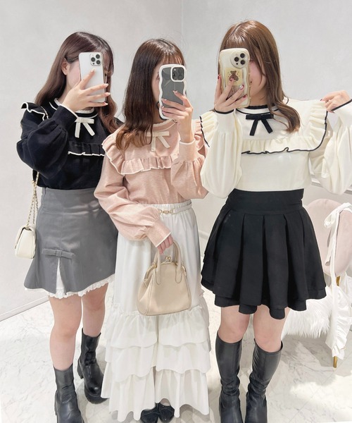 フロントリボン配色フリルニット【ZOZOTOWN限定アイテム】(ニット フロントリボン配色フリルニット【ZOZOTOWN限定アイテム】(ニット