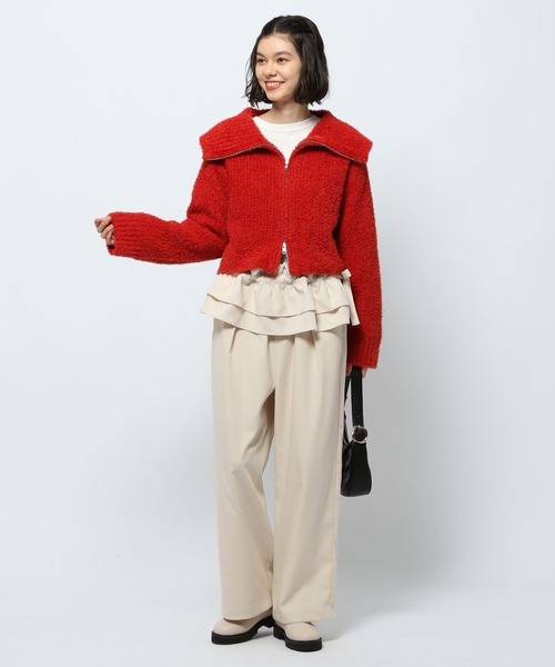 niko and（ニコアンド）の「襟付きクロップドZIPカーディガン