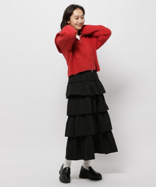 niko and...（ニコアンド）の「襟付きクロップドZIPカーディガン（カーディガン/ボレロ・レディース・レッド/グレー/アイボリー・FREE）」の15枚目の写真