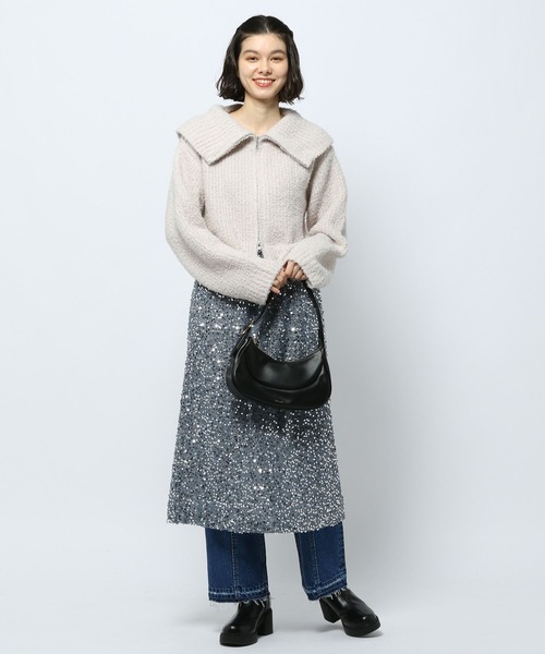 niko and...（ニコアンド）の「襟付きクロップドZIPカーディガン（カーディガン/ボレロ・レディース・レッド/グレー/アイボリー・FREE）」の16枚目の写真