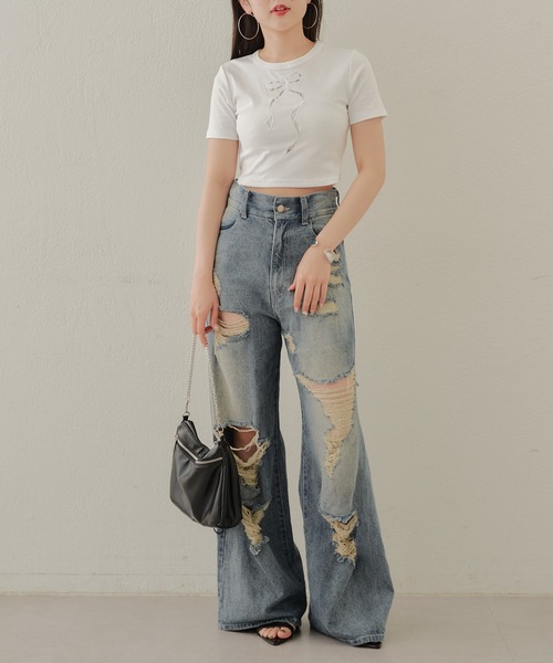 Chico(チコ)の「【5色展開/完売カラー再販】チェーンドロストミニショルダーバッグ(ショルダーバッグ・レディース・ブラック/シルバー/アイボリー/ブルー系その他2/ブラウン/ピンク・FREE)」の8枚目の写真