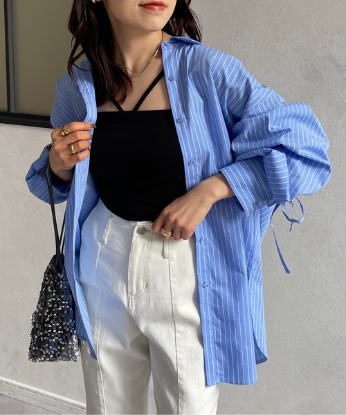 Thevon（ゼボン）の「バックドロストアソートストライプシャツ（シャツ/ブラウス・レディース・ピンク/オフホワイト/ブルー/レモンイエロー・FREE）」の2枚目の写真