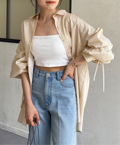 Thevon（ゼボン）の「バックドロストアソートストライプシャツ（シャツ/ブラウス・レディース・ピンク/オフホワイト/ブルー/レモンイエロー・FREE）」の3枚目の写真