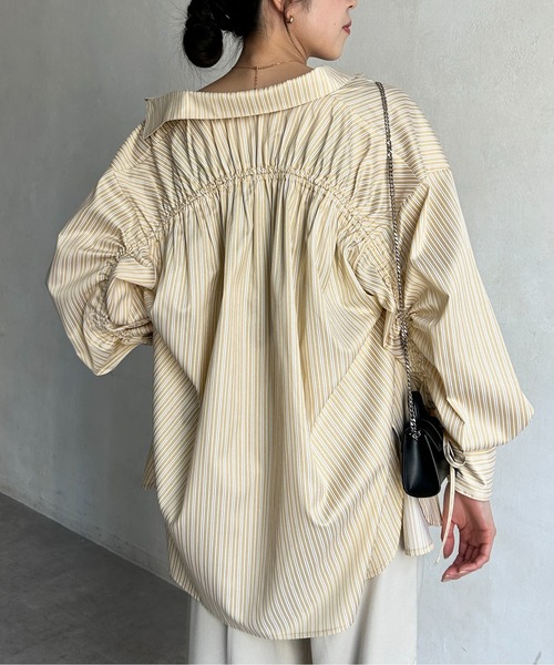 Thevon（ゼボン）の「バックドロストアソートストライプシャツ（シャツ/ブラウス・レディース・ピンク/オフホワイト/ブルー/レモンイエロー・FREE）」の7枚目の写真