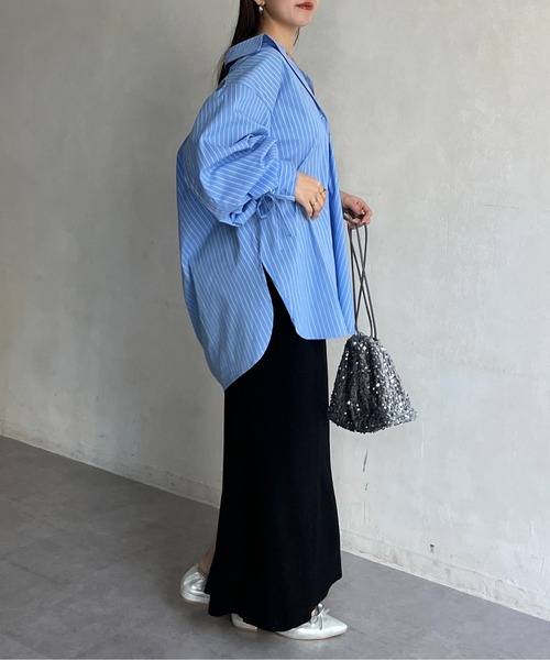 Thevon（ゼボン）の「バックドロストアソートストライプシャツ（シャツ/ブラウス・レディース・ピンク/オフホワイト/ブルー/レモンイエロー・FREE）」の16枚目の写真