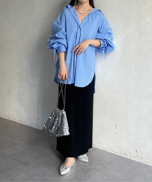 Thevon（ゼボン）の「バックドロストアソートストライプシャツ（シャツ/ブラウス・レディース・ピンク/オフホワイト/ブルー/レモンイエロー・FREE）」の18枚目の写真