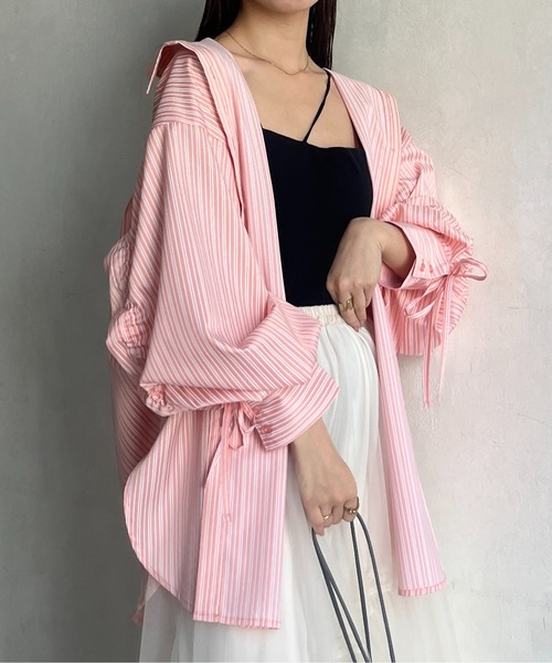 Thevon（ゼボン）の「バックドロストアソートストライプシャツ（シャツ/ブラウス・レディース・ピンク/オフホワイト/ブルー/レモンイエロー・FREE）」の22枚目の写真