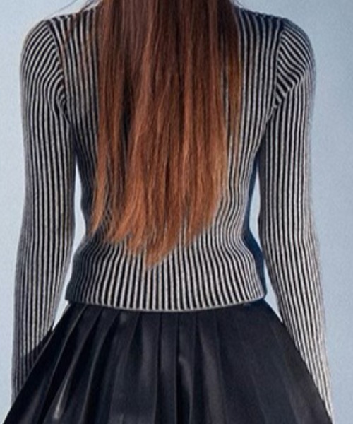 韓国発!【LITNEEDS】GM space rivets long sleeve/男女共用 A'GEM/9 × .kom 『.KOM/ドットケーオーエム』 カラーリブ