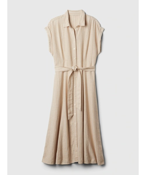 GAP（ギャップ）の「リネン混 ミディシャツワンピース（ワンピース・レディース・ストライプ/ブラック/ホワイト・L/M/XS/XXS/S）」の13枚目の写真