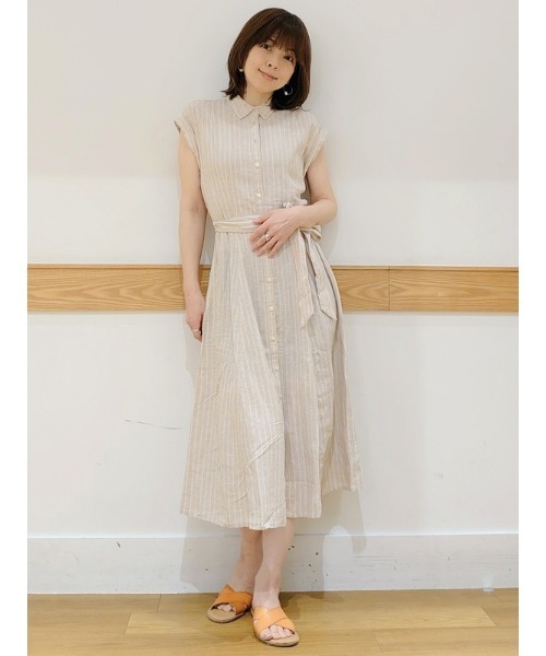 GAP（ギャップ）の「リネン混 ミディシャツワンピース（ワンピース・レディース・ストライプ/ブラック/ホワイト・L/M/XS/XXS/S）」の16枚目の写真