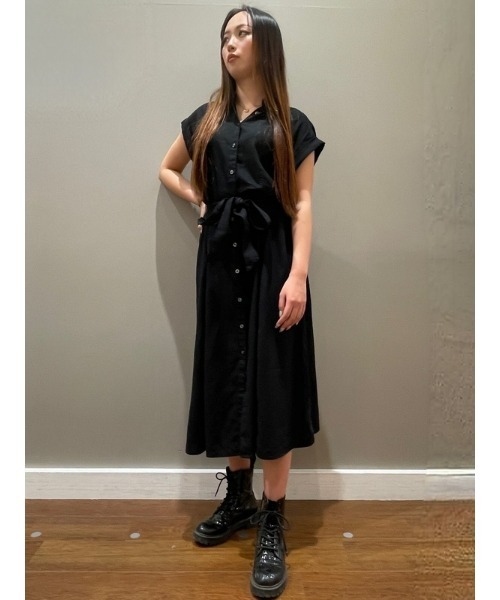 GAP（ギャップ）の「リネン混 ミディシャツワンピース（ワンピース・レディース・ストライプ/ブラック/ホワイト・L/M/XS/XXS/S）」の20枚目の写真