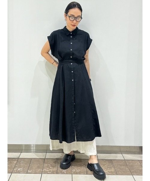 GAP（ギャップ）の「リネン混 ミディシャツワンピース（ワンピース・レディース・ストライプ/ブラック/ホワイト・L/M/XS/XXS/S）」の19枚目の写真