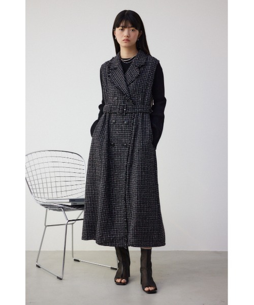 【美品✨】スーパービューティー　ジレ　ツイード　42 XL ワンピース　ジップ スーパービューティー 新品未使用 ツイード ジレワンピース ジャンバー