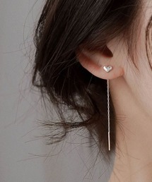 【float】シンプル ハート モチーフ ロングチェーン ピアス