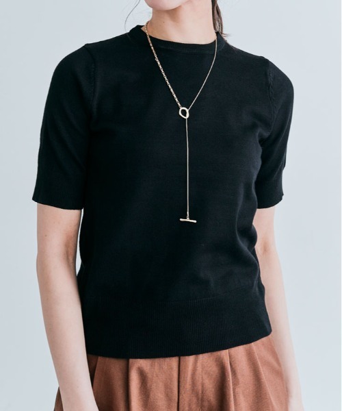 kirakiraShop（キラキラショップ）の「着た瞬間、さらふわ。15色×美シルエットの万能サマーニット（ニット/セーター・レディース・レッド/アイボリー/ブラック/オフホワイト/杢グレー/ネイビー/チャコール/ライトブルー/ダークグリーン/ベージュ/ブルー/ラベンダー/ライトピンク/ブラウン/ワインレッド・L/M）」の3枚目の写真