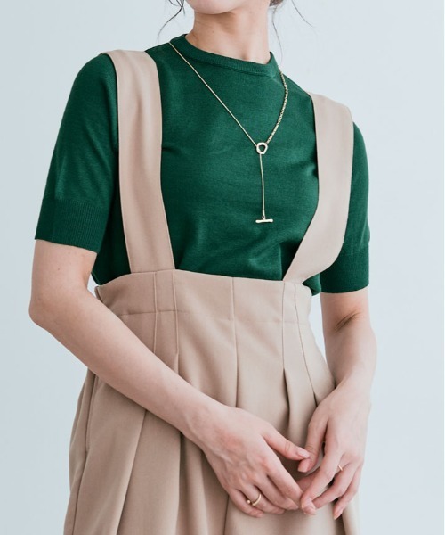 kirakiraShop（キラキラショップ）の「着た瞬間、さらふわ。15色×美シルエットの万能サマーニット（ニット/セーター・レディース・レッド/アイボリー/ブラック/オフホワイト/杢グレー/ネイビー/チャコール/ライトブルー/ダークグリーン/ベージュ/ブルー/ラベンダー/ライトピンク/ブラウン/ワインレッド・L/M）」の8枚目の写真