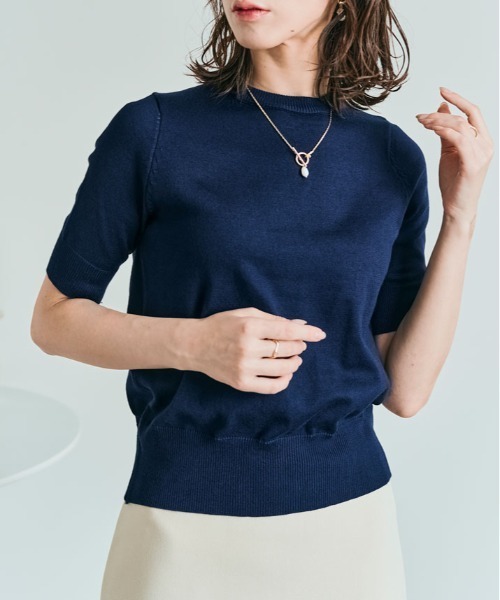 kirakiraShop（キラキラショップ）の「着た瞬間、さらふわ。15色×美シルエットの万能サマーニット（ニット/セーター・レディース・レッド/アイボリー/ブラック/オフホワイト/杢グレー/ネイビー/チャコール/ライトブルー/ダークグリーン/ベージュ/ブルー/ラベンダー/ライトピンク/ブラウン/ワインレッド・L/M）」の16枚目の写真