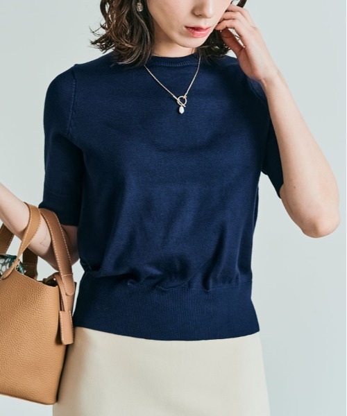 kirakiraShop（キラキラショップ）の「着た瞬間、さらふわ。15色×美シルエットの万能サマーニット（ニット/セーター・レディース・レッド/アイボリー/ブラック/オフホワイト/杢グレー/ネイビー/チャコール/ライトブルー/ダークグリーン/ベージュ/ブルー/ラベンダー/ライトピンク/ブラウン/ワインレッド・L/M）」の17枚目の写真