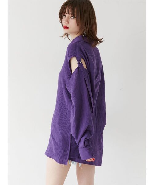 jouetie(ジュエティ)の「2WAYルーズガーゼシャツ(シャツ/ブラウス・レディース・パープル/オフホワイト/ブラック・MEDIUM)」の11枚目の写真
