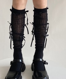 leune（ルネ）の「メニーリボンシースルーハイソックス（ソックス/靴下）」