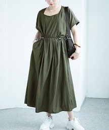 ダイヤモンドネックドロストワンピース【大きいサイズ対応】