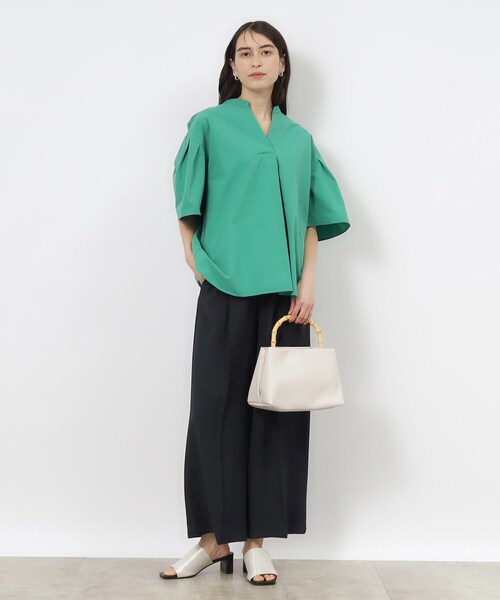 OPAQUE.CLIP（オペークドットクリップ）の「◆セットアップ対応 タックワイドパンツ【洗濯機洗い可】（その他パンツ・レディース・ネイビー/ライトベージュ/ブラウン系・38/36/42/40）」の12枚目の写真