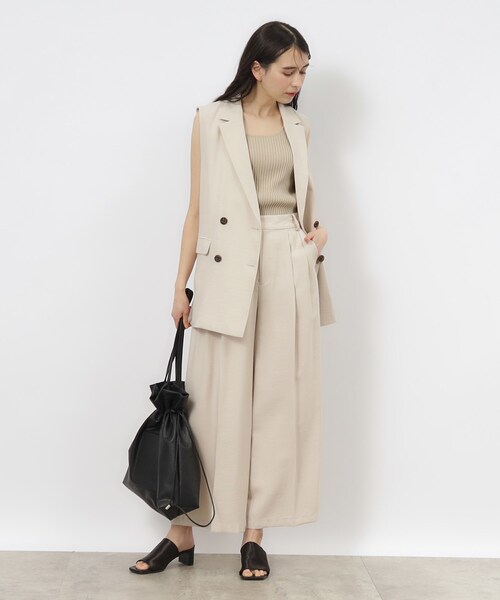 OPAQUE.CLIP（オペークドットクリップ）の「◆セットアップ対応 タックワイドパンツ【洗濯機洗い可】（その他パンツ・レディース・ネイビー/ライトベージュ/ブラウン系・38/36/42/40）」の15枚目の写真