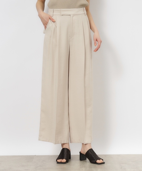 OPAQUE.CLIP（オペークドットクリップ）の「◆セットアップ対応 タックワイドパンツ【洗濯機洗い可】（その他パンツ・レディース・ネイビー/ライトベージュ/ブラウン系・38/36/42/40）」の4枚目の写真
