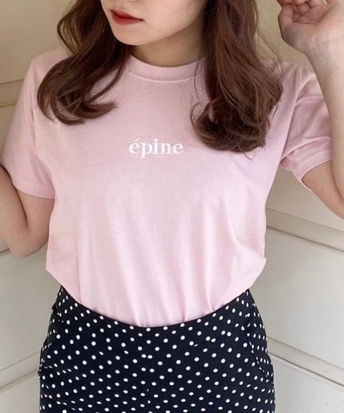 epine（エピヌ）の「epine embroidery tee baby pink（Tシャツ