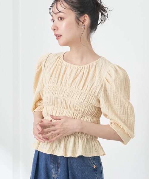 earth music&ecology(アースミュージックアンドエコロジー)の「ポコポコシャーリングトップス(Tシャツ/カットソー・レディース・イエロー/ホワイト/ライトグリーン・FREE)」の4枚目の写真