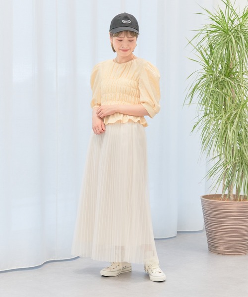 earth music&ecology(アースミュージックアンドエコロジー)の「ポコポコシャーリングトップス(Tシャツ/カットソー・レディース・イエロー/ホワイト/ライトグリーン・FREE)」の6枚目の写真