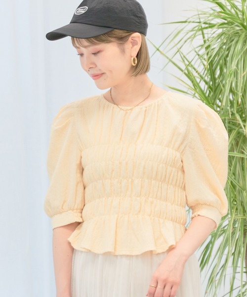 earth music&ecology(アースミュージックアンドエコロジー)の「ポコポコシャーリングトップス(Tシャツ/カットソー・レディース・イエロー/ホワイト/ライトグリーン・FREE)」の10枚目の写真